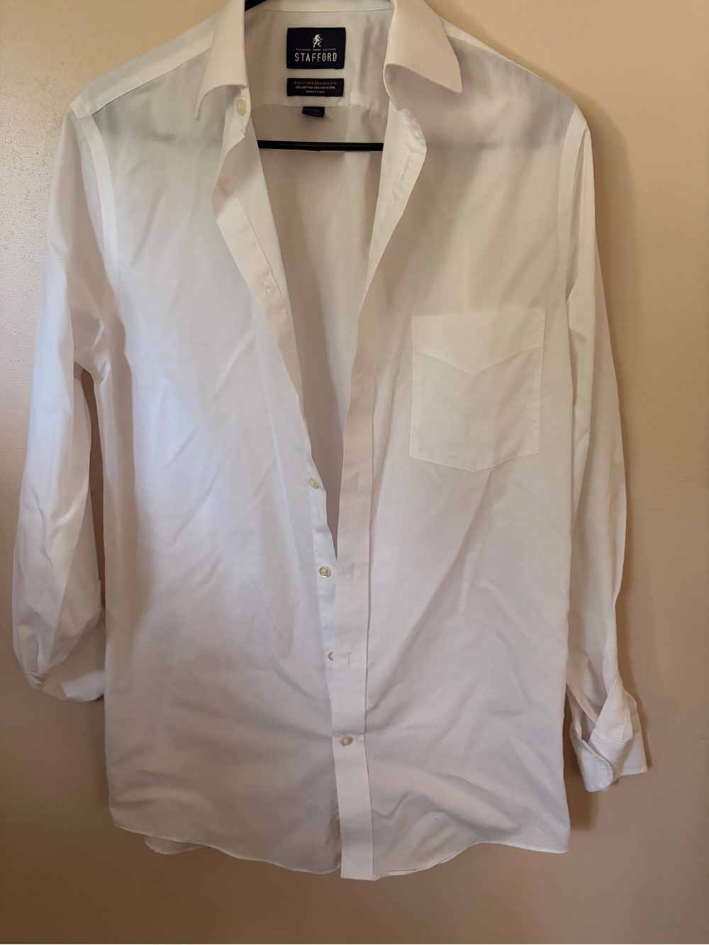 Stafford White Dress Shirt - Classic Pocket Button-Down